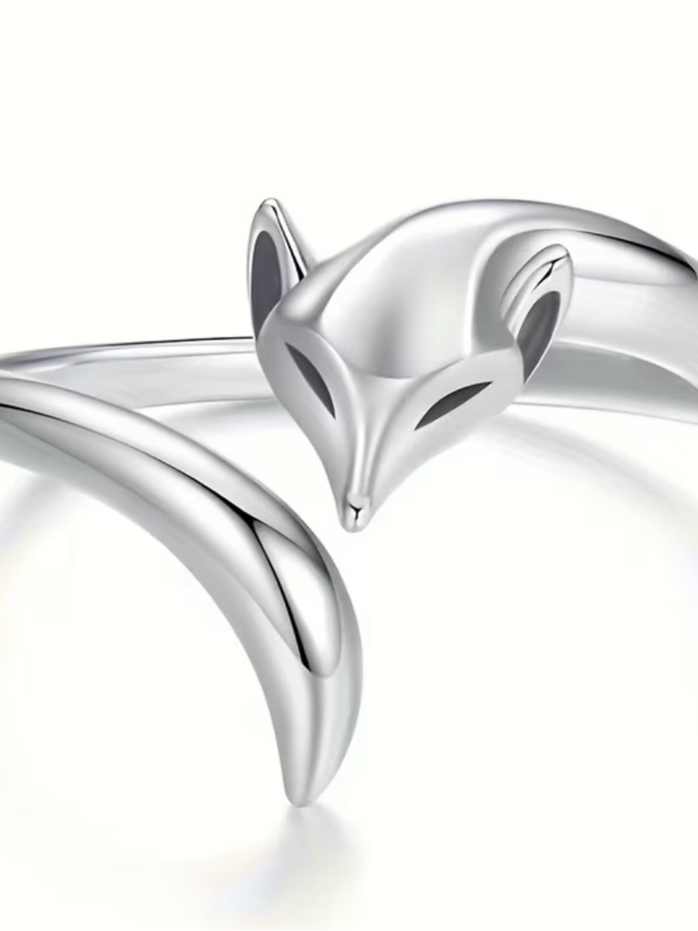 Silver Fox Wrap Ring - Women's Silver Animal Ring (very small)